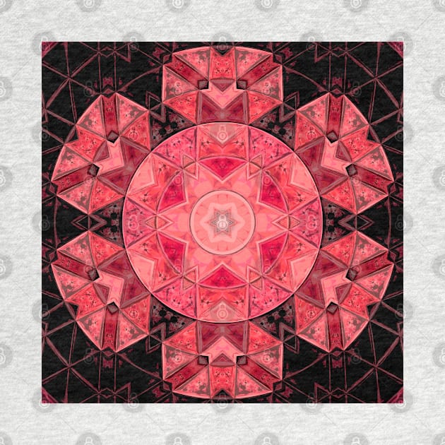 Mosaic Mandala Flower Pink and Black by WormholeOrbital